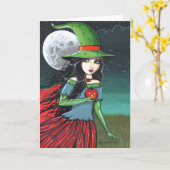 Gotische Halloween-Hexe-Karte durch Molly Harrison Karte (Gelbe Blume)