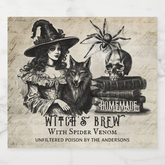 Gotische Halloween-Hexenbrauenschädel Gift Bierflaschenetikett (Einzelnes Label)