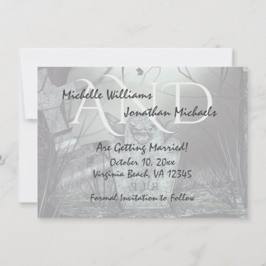 Gotische Halloween-Hochzeit des verzauberten Fried Save The Date (Rückseite)