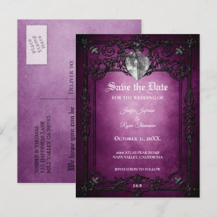 Gotische Halloween-Hochzeit Save-the-Date-Postkart Ankündigungspostkarte
