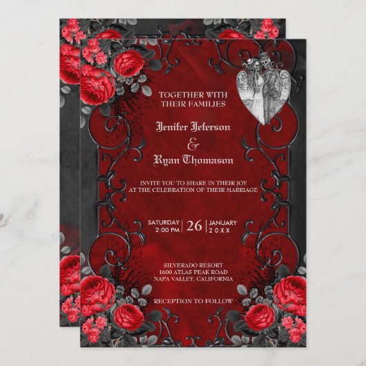 Gotische Halloween-Hochzeitseinladung Einladung (Vorne/Hinten)