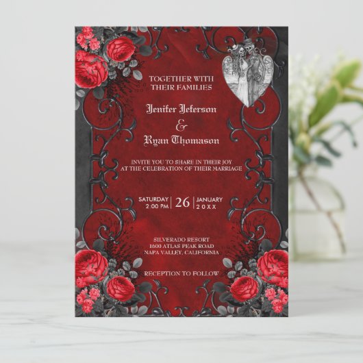 Gotische Halloween-Hochzeitseinladung Einladung (Stehend Vorderseite)