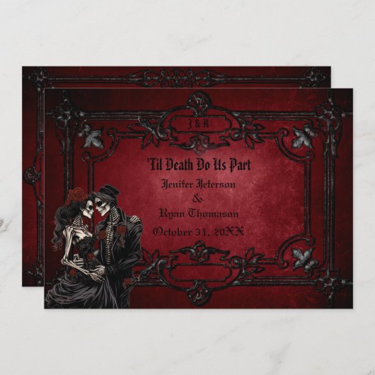 Gotische Halloween-Hochzeitseinladung Einladung (Vorne/Hinten)