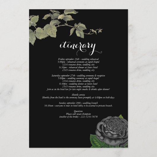 Gotische Halloween-Rose Hochzeitreise Programm (Rückseite)