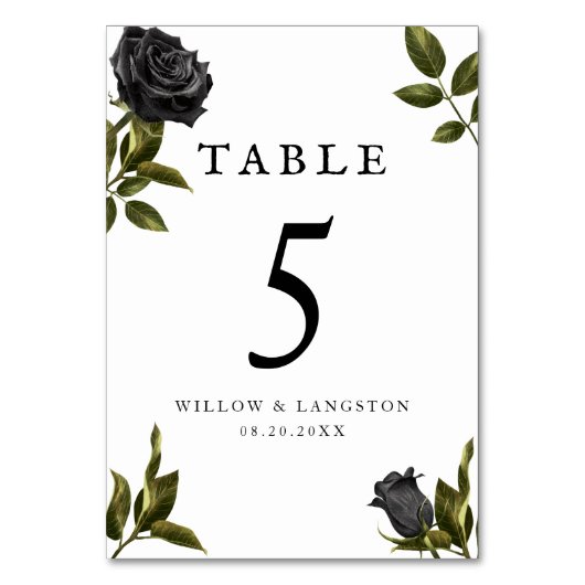 Gotische Halloween-Rose Tischnummer (Vorderseite)