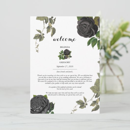 Gotische Halloween-Rose Weißer Hochzeitstag Programm (Stehend Vorderseite)