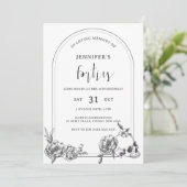 Gotische Handgezeichnete 50. Geburtstagsparty Einladung (Stehend Vorderseite)