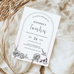 Gotische Handzeichnung vom 30. Geburtstag Party Einladung