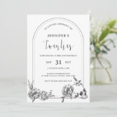 Gotische Handzeichnung vom 30. Geburtstag Party Einladung (Stehend Vorderseite)