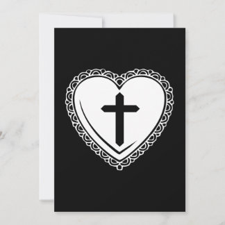 Gotische Herz-u. Kreuz-Einladung (Schwarzes u. Einladung