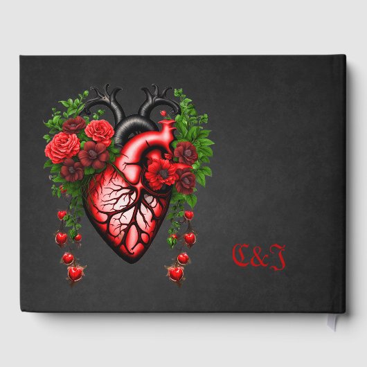 Gotische herzrote Blume. Gästebuch (Rückseite)