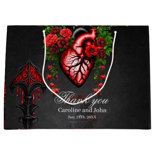 Gotische herzrote Blume. Große Geschenktüte (Vorderseite)
