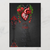 Gotische herzrote Blume. Menükarte (Rückseite)