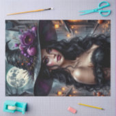 Gotische Hexe mit Moonlit Street und Lila Rose Seidenpapier (Basteln)
