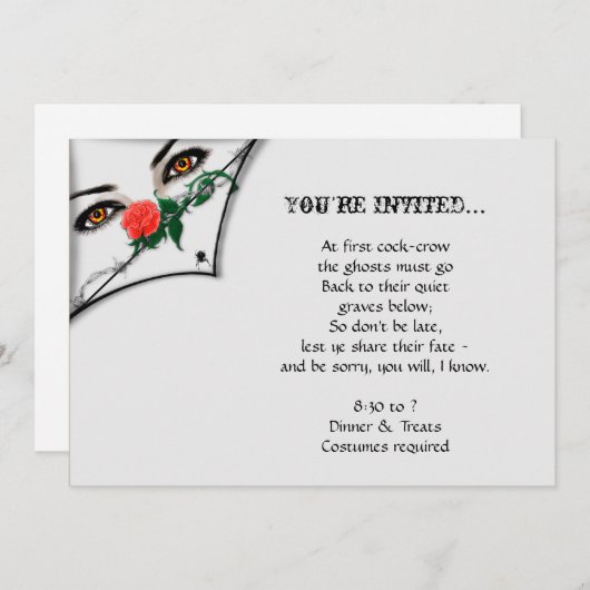 Gotische Hexe pinkelt über Halloween-Party Einladung (Vorne/Hinten)