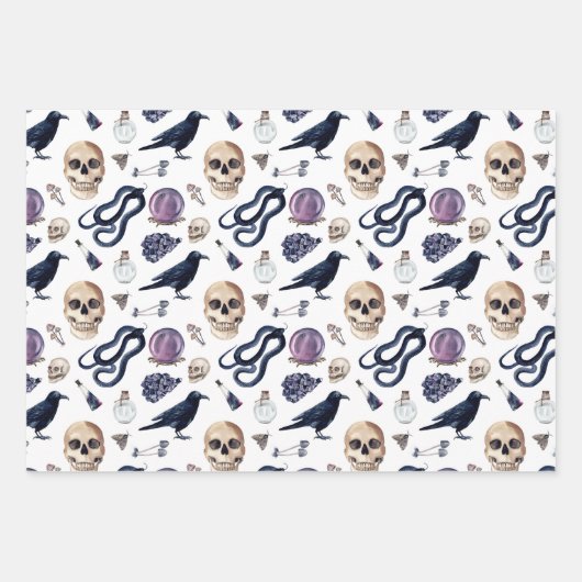 Gotische Hexerei und Zauberaccessoires Geschenkpapier Set (Vorderseite 2)