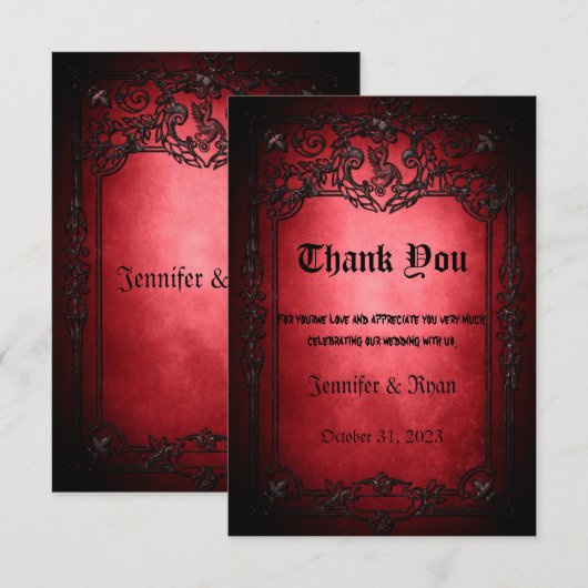 Gotische Hochzeit Dankeskarte (Vorne/Hinten)