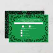 Gotische Hochzeit grün und schwarz Einladung (Vorne/Hinten)