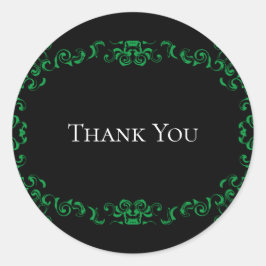 Gotische Hochzeit grün und schwarz Runder Aufkleber