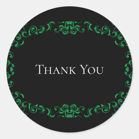 Gotische Hochzeit grün und schwarz Runder Aufkleber (Vorderseite)