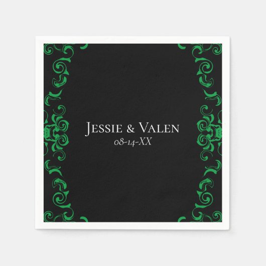 Gotische Hochzeit grün und schwarz Serviette (Vorderseite)