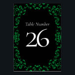 Gotische Hochzeit grün und schwarz Tischnummer<br><div class="desc">Unser schönes,  wirbelfarbenes Design verleiht dieser lila und schwarz-gotischen Hochzeitskollektion ein modernes Element. Ideal für eine dunkle Hochzeit oder Halloween-Affäre.</div>