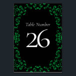 Gotische Hochzeit grün und schwarz Tischnummer<br><div class="desc">Unser schönes,  wirbelfarbenes Design verleiht dieser lila und schwarz-gotischen Hochzeitskollektion ein modernes Element. Ideal für eine dunkle Hochzeit oder Halloween-Affäre.</div>