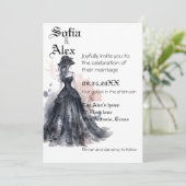 Gotische Hochzeit in Aquarellfarbe Einladung (Stehend Vorderseite)