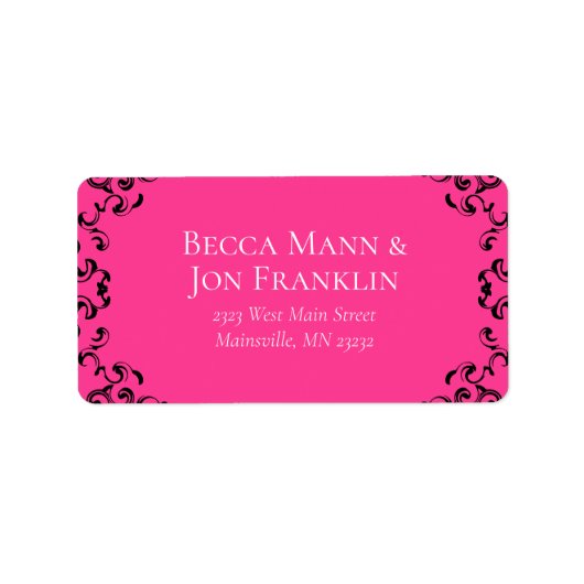 Gotische Hochzeit in Pink und Schwarz Adressaufkleber (Vorne)