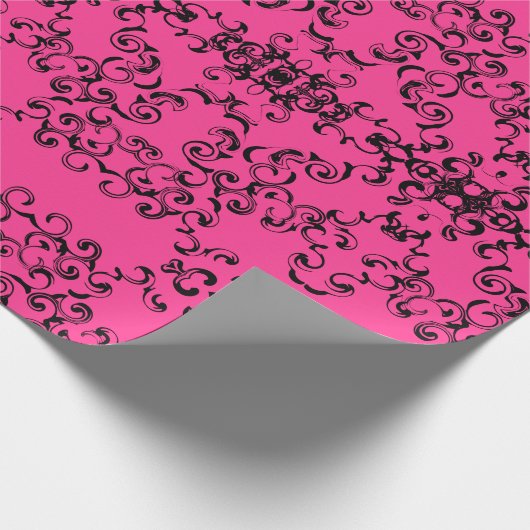 Gotische Hochzeit in Pink und Schwarz Geschenkpapier (Ecke)