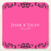 Gotische Hochzeit in Pink und Schwarz Rechteckiger Pappuntersetzer (Vorderseite)