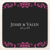 Gotische Hochzeit in Pink und Schwarz Rechteckiger Pappuntersetzer (Vorderseite)