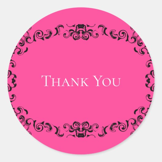 Gotische Hochzeit in Pink und Schwarz Runder Aufkleber (Vorderseite)