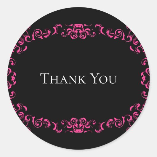 Gotische Hochzeit in Pink und Schwarz Runder Aufkleber (Vorderseite)