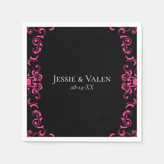 Gotische Hochzeit in Pink und Schwarz Serviette (Vorderseite)