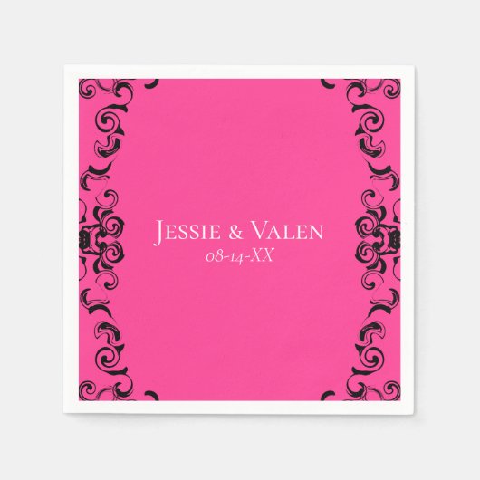 Gotische Hochzeit in Pink und Schwarz Serviette (Vorderseite)