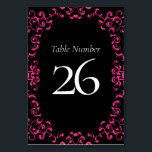 Gotische Hochzeit in Pink und Schwarz Tischnummer<br><div class="desc">Unser schönes,  wirbelfarbenes Design verleiht dieser hochzeitslich-rosa und schwarz-gotischen Hochzeitskollektion ein modernes Element. Ideal für eine dunkle Hochzeit oder eine Rockabilly-Affäre.</div>