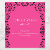 Gotische Hochzeit in Pink und Schwarz Weinetikett (Einzelnes Label)