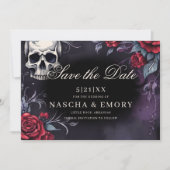 Gotische Hochzeit in Rot und Schwarz Save The Date (Vorderseite)