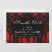 Gotische Hochzeit in Rot und Schwarz Save The Date (Vorderseite)
