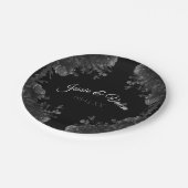 Gotische Hochzeit in Schwarz und Grau-Rose Pappteller (Schrägansicht)