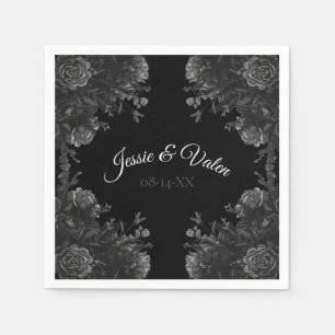 Gotische Hochzeit in Schwarz und Grau-Rose Serviette