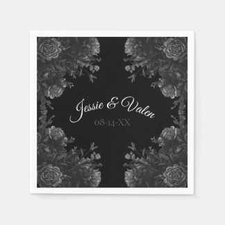Gotische Hochzeit in Schwarz und Grau-Rose Serviette