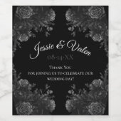 Gotische Hochzeit in Schwarz und Grau-Rose Weinetikett (Einzelnes Label)