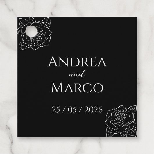 Gotische Hochzeit in Schwarz und Weiß Geschenkanhänger (Vorderseite)