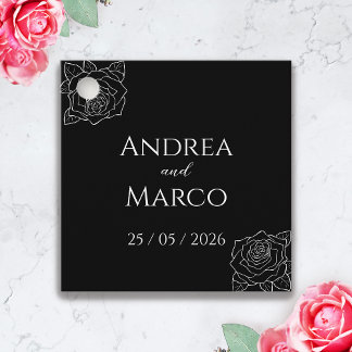 Gotische Hochzeit in Schwarz und Weiß Geschenkanhänger