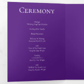 Gotische Hochzeit lila & schwarz Dreifach-gefaltete Programmkarte (Innen Erste Seite)