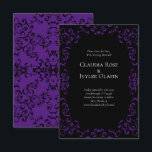 Gotische Hochzeit lila & schwarz Einladung<br><div class="desc">Unser schönes,  wirbelfarbenes Design verleiht dieser lila und schwarz-gotischen Hochzeitskollektion ein modernes Element. Ideal für eine dunkle Hochzeit oder Halloween-Affäre.</div>