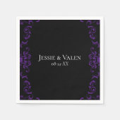 Gotische Hochzeit lila & schwarz Serviette (Vorderseite)