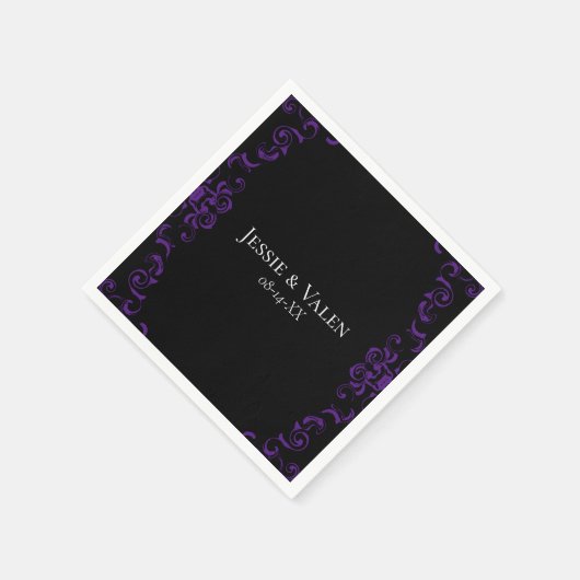 Gotische Hochzeit lila & schwarz Serviette (Ecke)